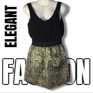 BCX Front Ruffle and Metallic Dress